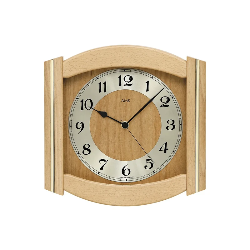 AMS F5822/18 Wanduhr Buche • Funkwerk • Massivholzgehäuse mit Mineralglas
