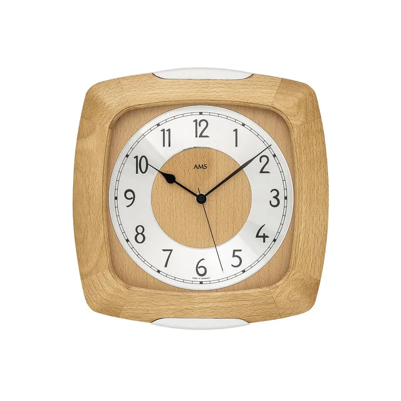 AMS Funk-Wanduhr F5804/18 Wanduhr Buche • Mineralglas • Funkwerk