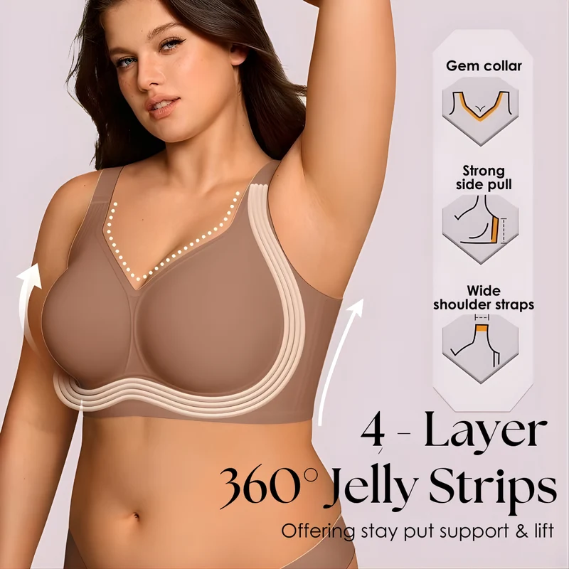 4-Laags Jelly Strip Draadloze BH met Zachte Ondersteuning – Comfortabele Wirefree Beugelloze BH voor Dagelijks Gebruik | Sansoti