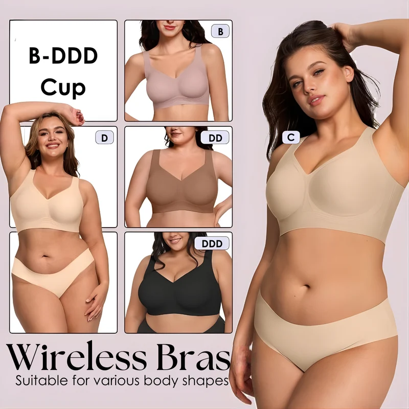4-Laags Jelly Strip Draadloze BH met Zachte Ondersteuning – Comfortabele Wirefree Beugelloze BH voor Dagelijks Gebruik | Sansoti