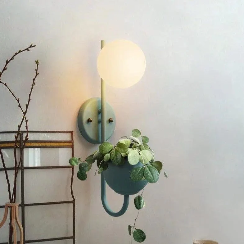 Kelda Plantenlamp Wandlamp – Scandinavische Wandverlichting met Plantenbak – Groen Geel Blauw | Sansoti