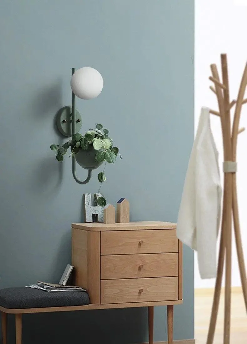 Kelda Plantenlamp Wandlamp – Scandinavische Wandverlichting met Plantenbak – Groen Geel Blauw | Sansoti