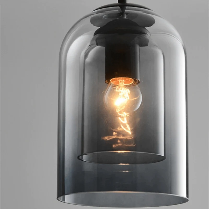 Scandinavische Glazen Hanglamp Slaapkamer Amber Grijs Nordic Minimalistisch Design Eetkamer Verlichting | Sansoti