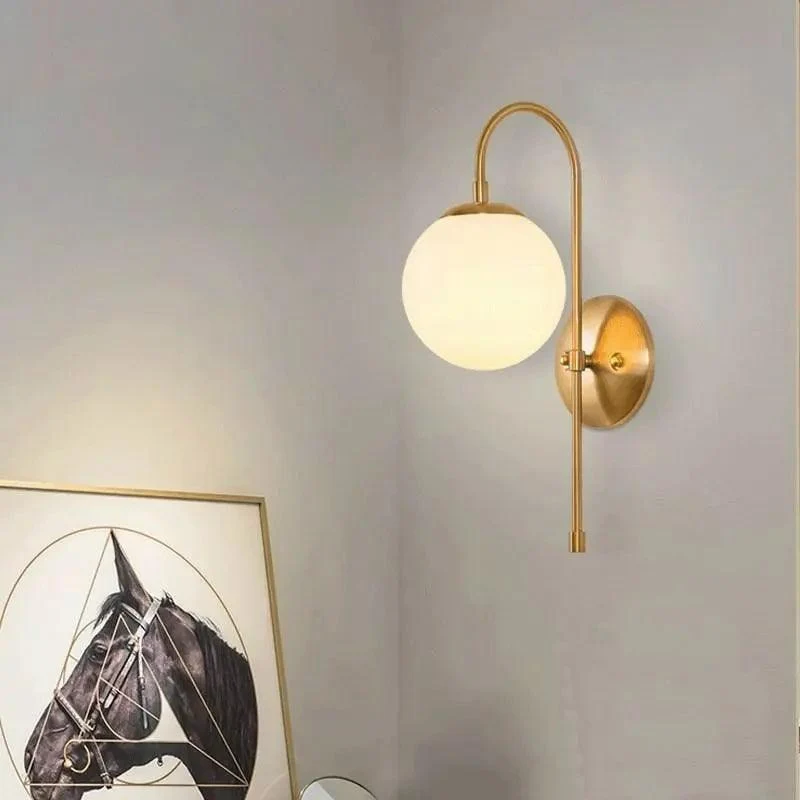 Moderne Scandinavische Wandlamp Goudkleurig Metaal Minimalistische Verlichting Woonkamer Slaapkamer Kantoor | Sansoti
