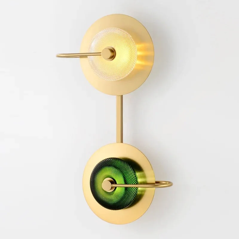 Messing Wandlamp met Glazen Kap - Modern Scandinavisch Design - Groen & Helder Glas - 2 & 3-Lichtpunt Opties | Sansoti