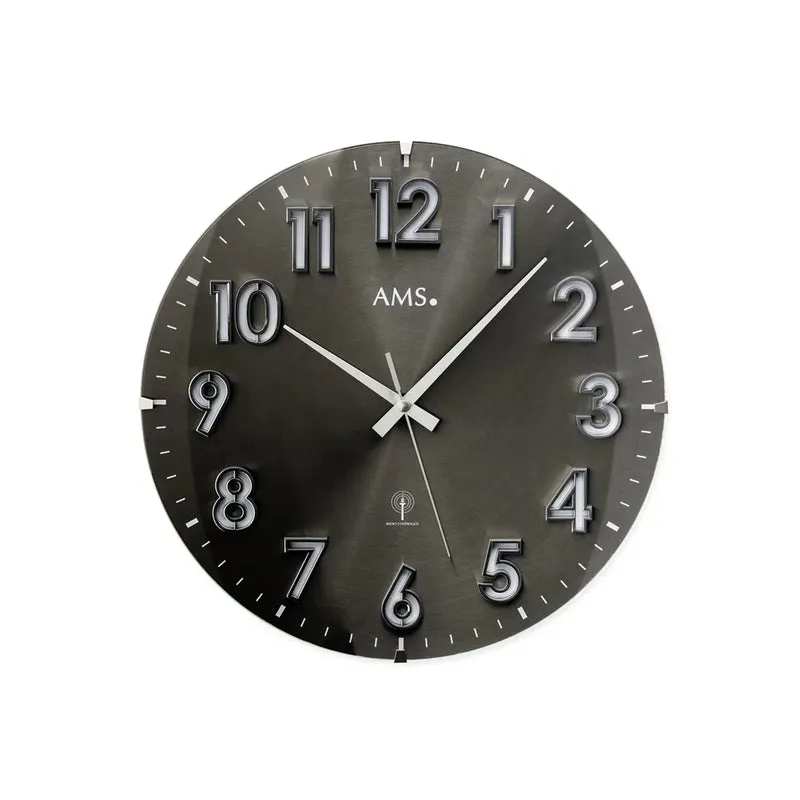 AMS F5974A Wanduhr Naturholz • Funkwerk • Gewölbtes Mineralglas