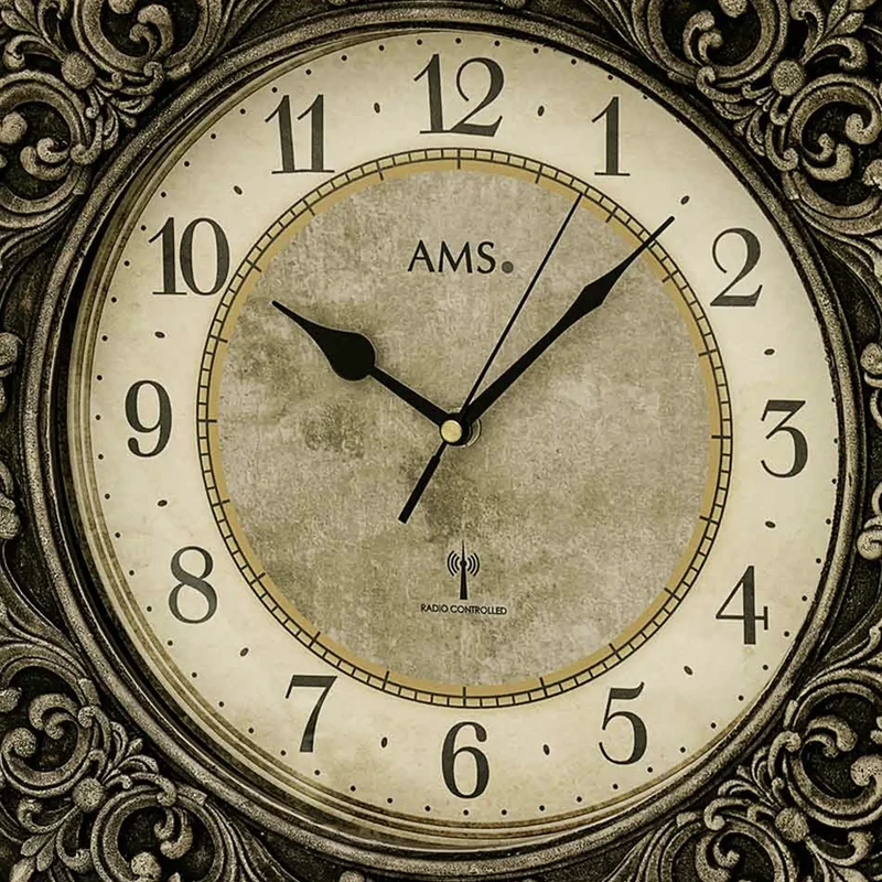 AMS Funk-Wanduhr F5968 Wanduhr • Funkwerk • Mineralglas