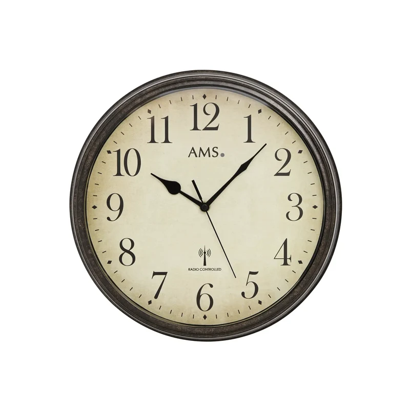 AMS F5962Q Wanduhr Schwarz • Quarzwerk • Wetterfestes Metallgehäuse