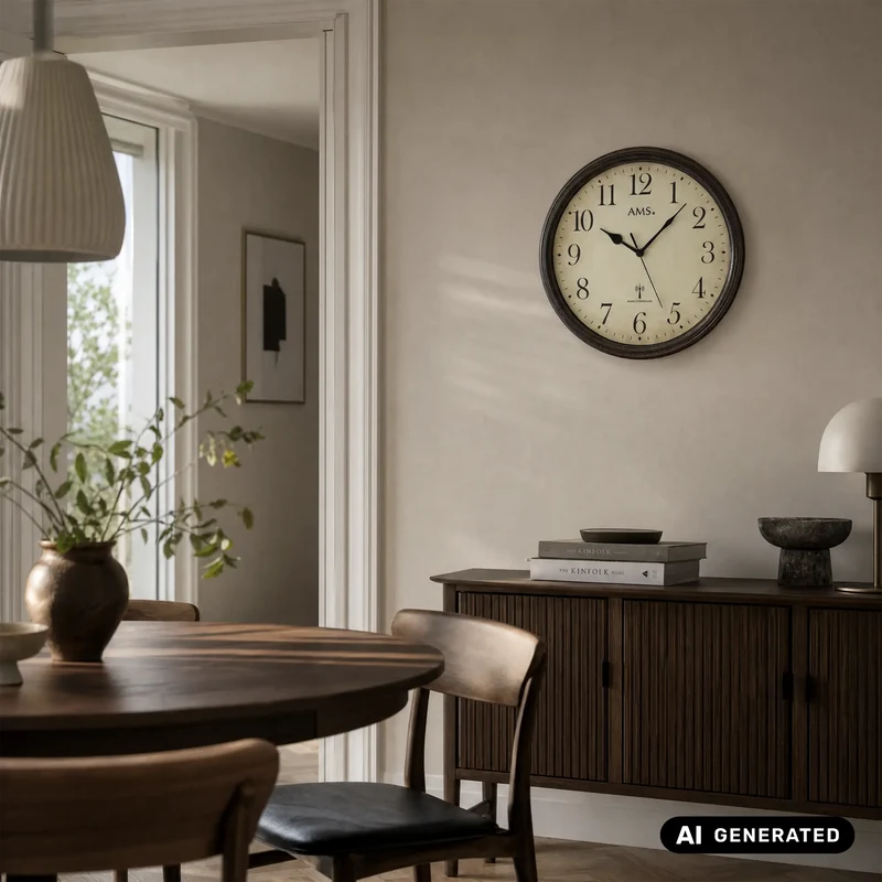 AMS F5962Q Wanduhr Schwarz • Quarzwerk • Wetterfestes Metallgehäuse