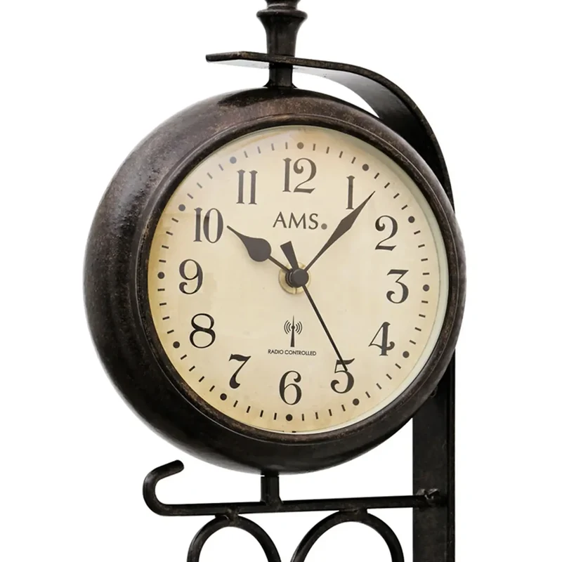 AMS Siesta F5961 Funk-Wanduhr Braun • Drehbares Metallgehäuse • Temperaturanzeige