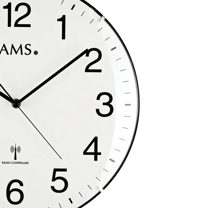 AMS Funk-Wanduhr F5960 Wanduhr Weiß • Funk-Automatikstellung • Gewölbtes Kunststoffgehäuse