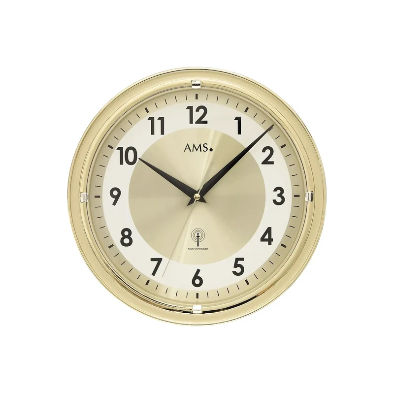 AMS Civetta F5946 Wanduhr Messing • Funkwerk • Arabische Ziffern