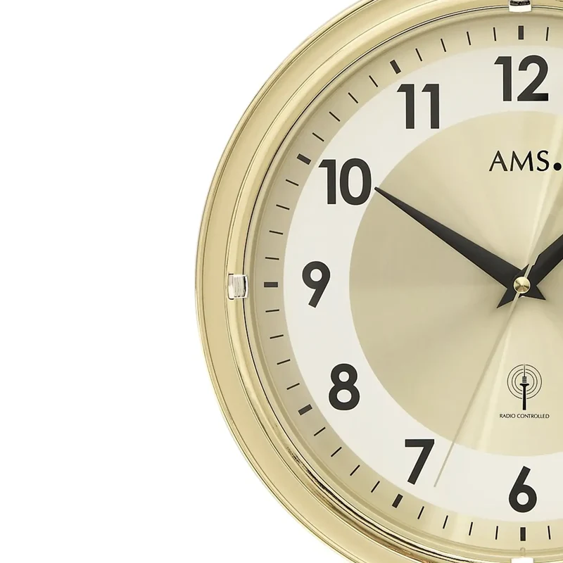 AMS Civetta F5946 Wanduhr Messing • Funkwerk • Arabische Ziffern
