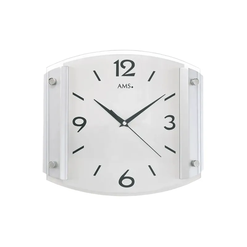 AMS F5938 Wanduhr Silber • Funkwerk • Mineralglas