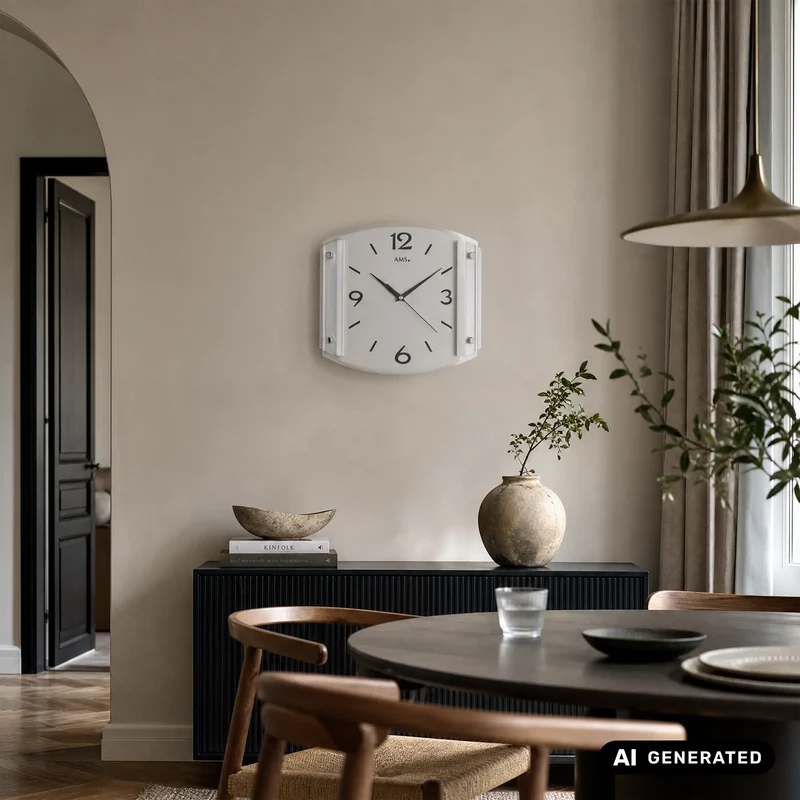 AMS F5938 Wanduhr Silber • Funkwerk • Mineralglas