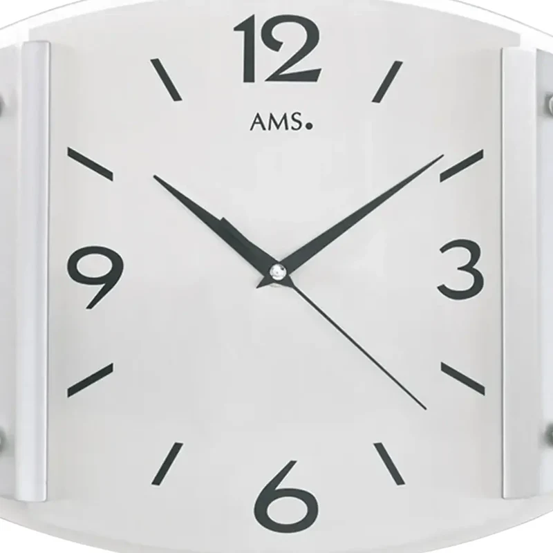AMS F5938 Wanduhr Silber • Funkwerk • Mineralglas