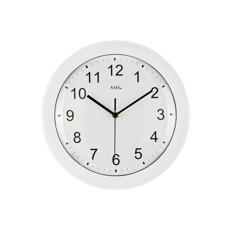 AMS Funk-Wanduhr F5934 Wanduhr Weiß • Funkwerk • Gewölbtes Mineralglas