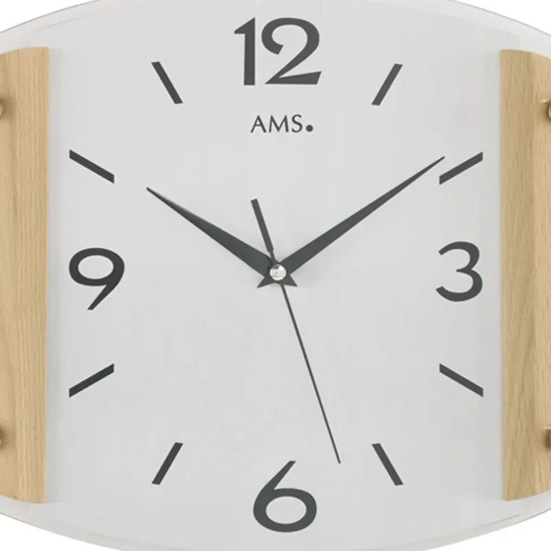AMS Funk-Wanduhr F5938/18 Wanduhr Buche • Mineralglas • Aluminium-Zifferblatt