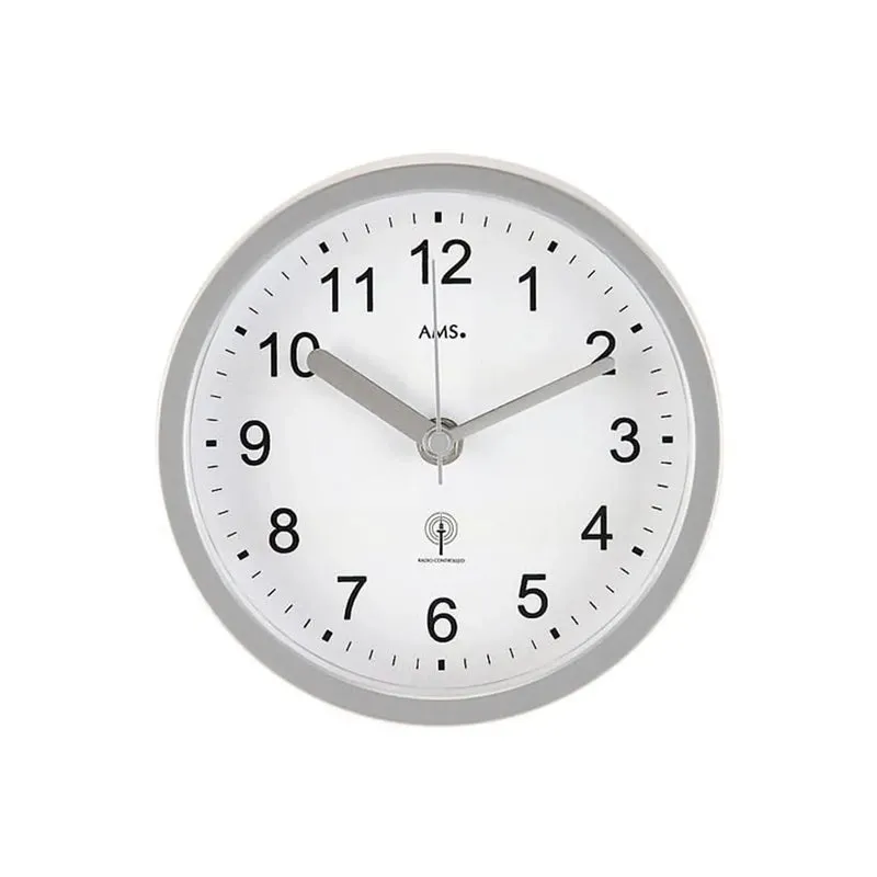 AMS F5926 Badezimmeruhr Silber • Funk-Zeitempfang • Wasserdicht