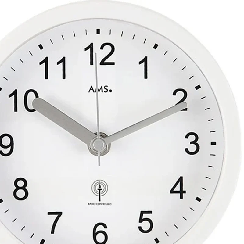 AMS F5927 Wanduhr Weiß • Funk-Baduhr • Wasserdicht