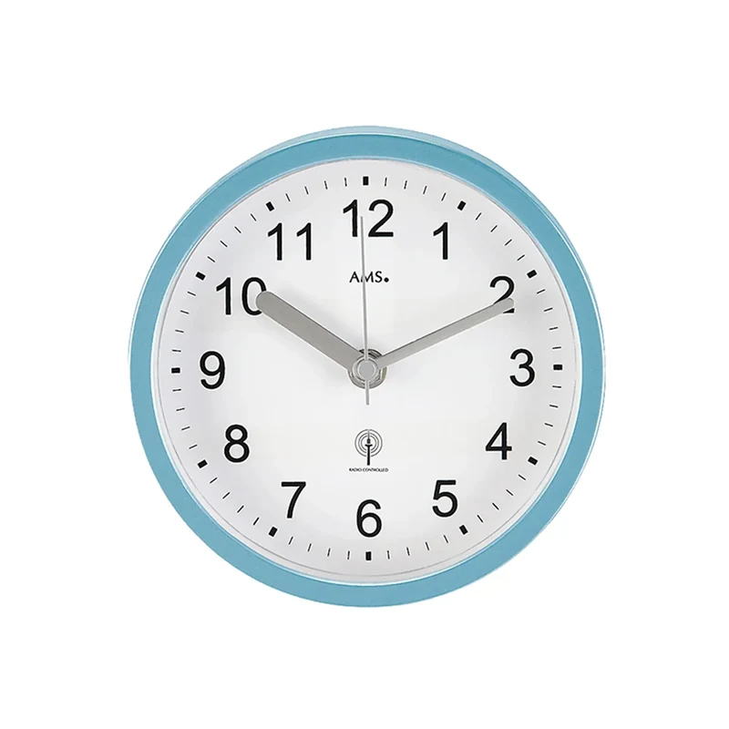 AMS Badezimmeruhr F5921 Wanduhr Türkis • Funkwerk • Wasserdichte Badeuhr