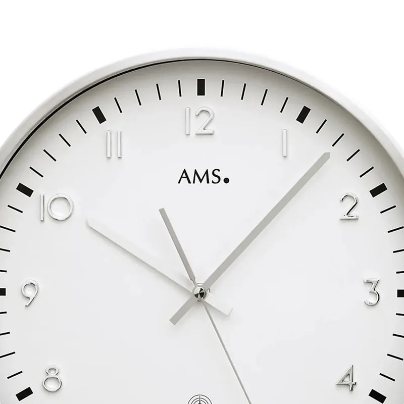 AMS Funk-Wanduhr F5914 Wanduhr Aluminium • Funkwerk • Mineralglas