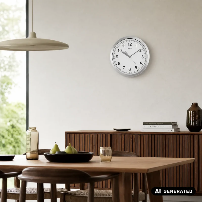 AMS F5910 Wanduhr Weiß • Funkwerk • Aluminium-Gehäuse