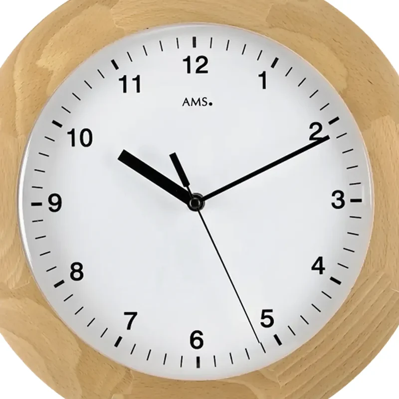 AMS F5904/18 Wanduhr Buche • Funkwerk • Gewölbtes Mineralglas