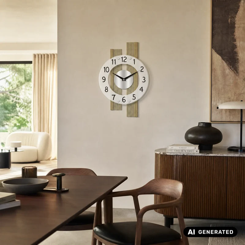 AMS F5875 Wanduhr Eiche • Funkwerk • Satiniertes Mineralglas