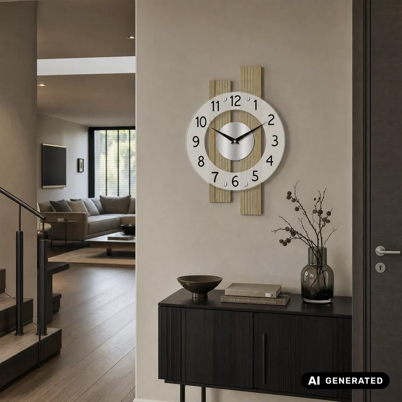 AMS F5875 Wanduhr Eiche • Funkwerk • Satiniertes Mineralglas