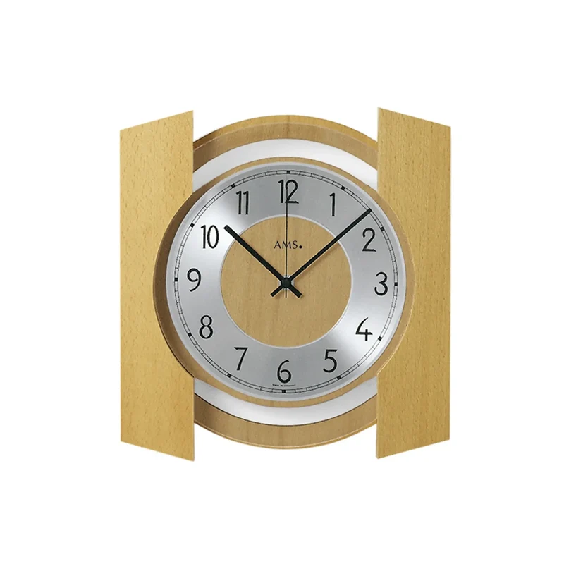 AMS F5869/18Q Wanduhr Buche • Massivholz Buche • Aluminium-Zahlenring