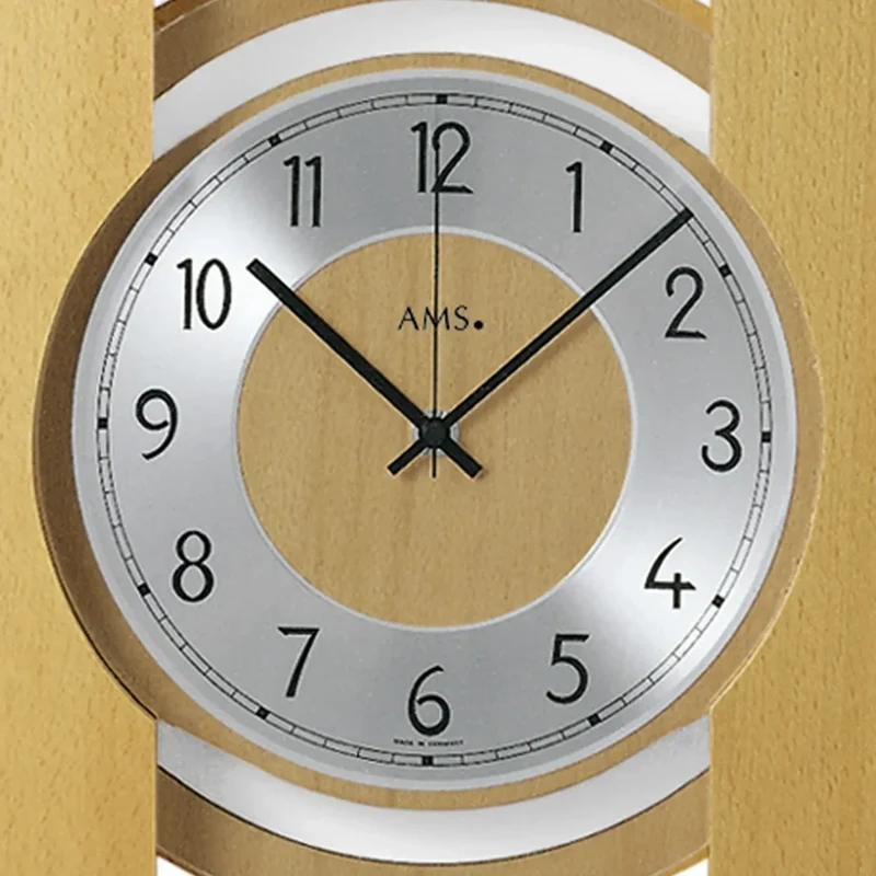AMS F5869/18Q Wanduhr Buche • Massivholz Buche • Aluminium-Zahlenring