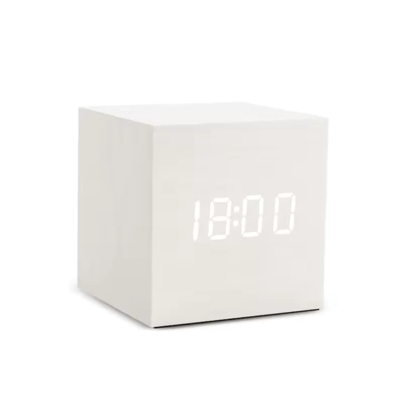 Digitale Wekker met LED-Lichtsensor en Stemactivatie – Compacte Kubusvorm met Multifunctioneel Display | Sansoti