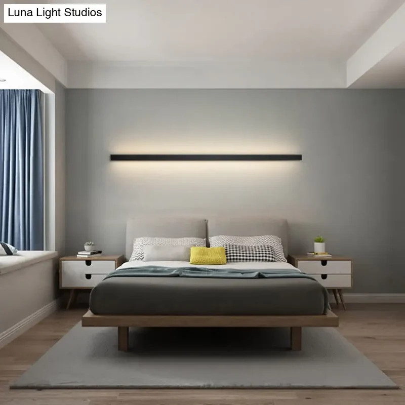 Moderne Lineaire LED Wandlamp Zwart – Strakke Muuraansluiting voor Hal & Gang | Sansoti