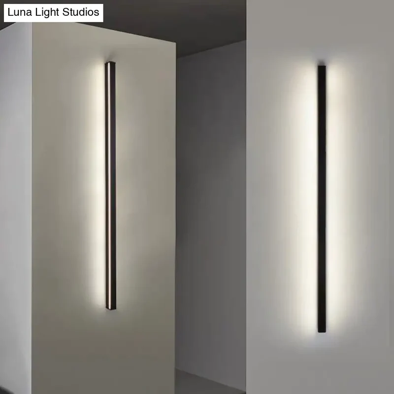 Moderne Lineaire LED Wandlamp Zwart – Strakke Muuraansluiting voor Hal & Gang | Sansoti