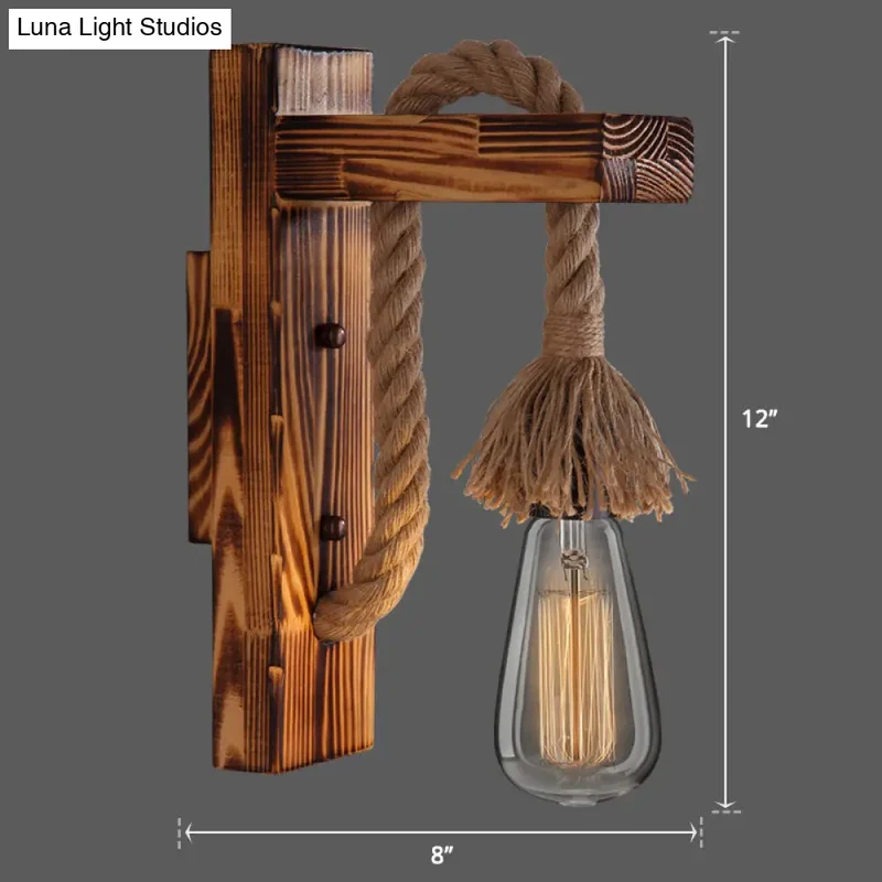 Houten Wandlamp met Touwarm en Glazen Lantaarn – Scandinavische Sfeer voor Slaapkamer en Hal | Sansoti