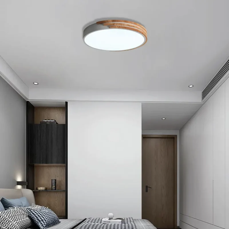 Ronde Plafondlamp Hout & Acryl – Scandinavische Stijl 40cm | Sansoti