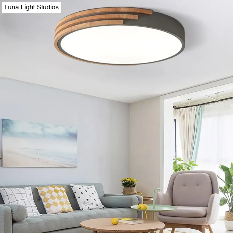 Ronde Plafondlamp Hout & Acryl – Scandinavische Stijl 40cm | Sansoti