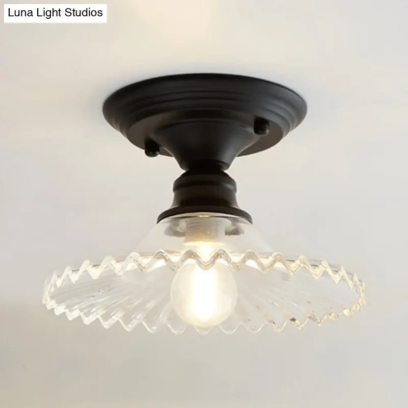 Industriële Plafondarmatuur met Geribbeld Glas – Groen/Helder Retro Fitting E26/E27 | Sansoti