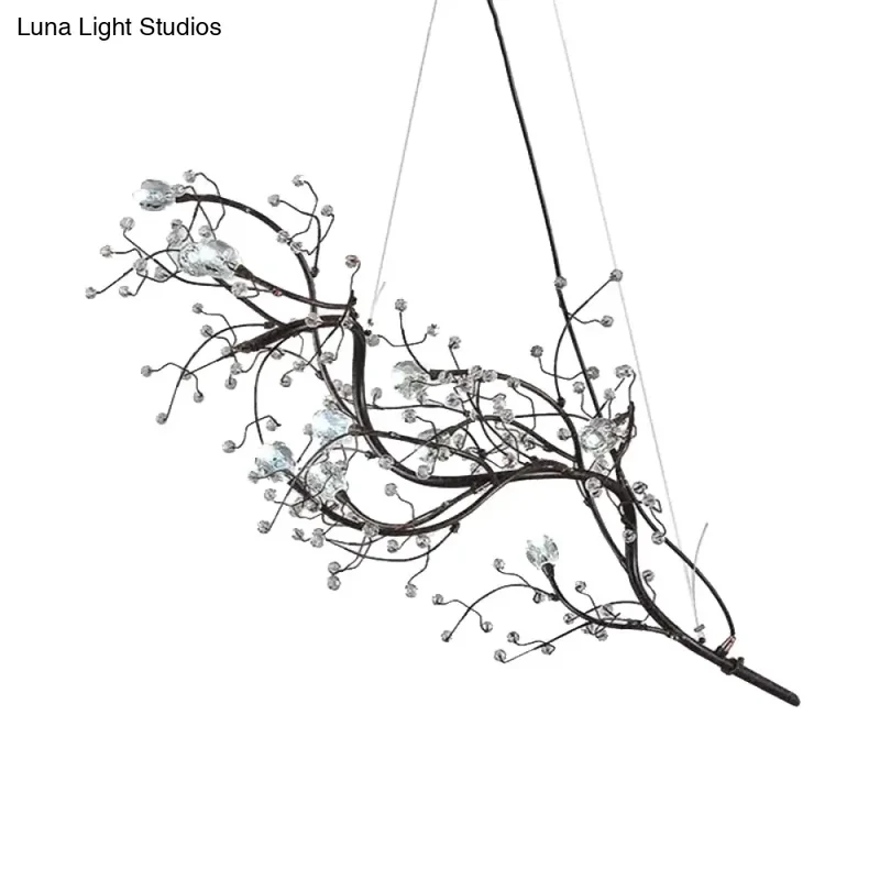 Metallic Kroonluchter met Kristallen Takken – 10 Lichtpunten – Romantische Hanglamp voor Woonkamer, Eetkamer en Slaapkamer | Sansoti