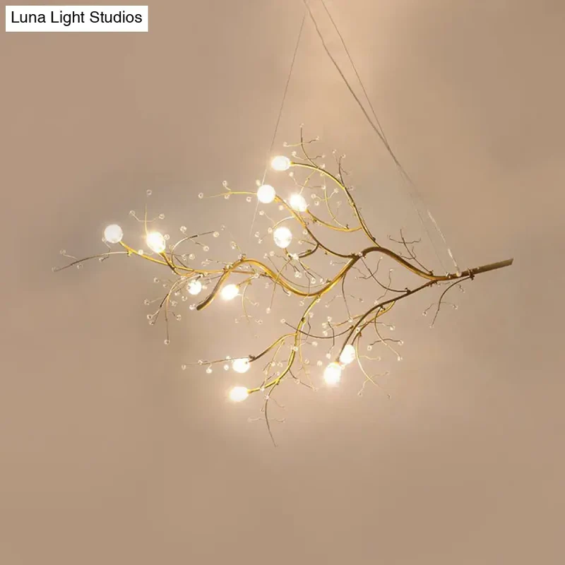 Metallic Kroonluchter met Kristallen Takken – 10 Lichtpunten – Romantische Hanglamp voor Woonkamer, Eetkamer en Slaapkamer | Sansoti