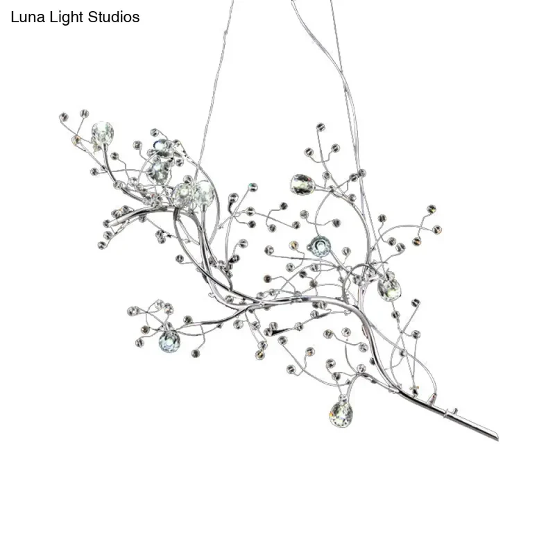 Metallic Kroonluchter met Kristallen Takken – 10 Lichtpunten – Romantische Hanglamp voor Woonkamer, Eetkamer en Slaapkamer | Sansoti