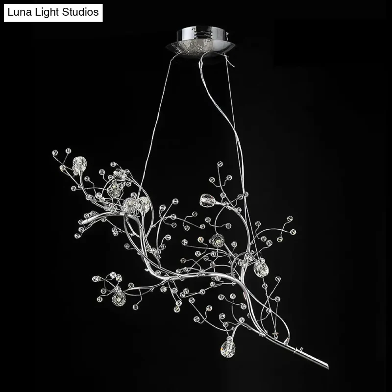 Metallic Kroonluchter met Kristallen Takken – 10 Lichtpunten – Romantische Hanglamp voor Woonkamer, Eetkamer en Slaapkamer | Sansoti