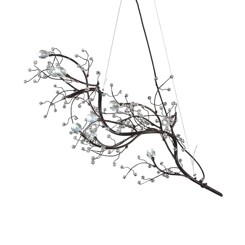 Metallic Kroonluchter met Kristallen Takken – 10 Lichtpunten – Romantische Hanglamp voor Woonkamer, Eetkamer en Slaapkamer | Sansoti