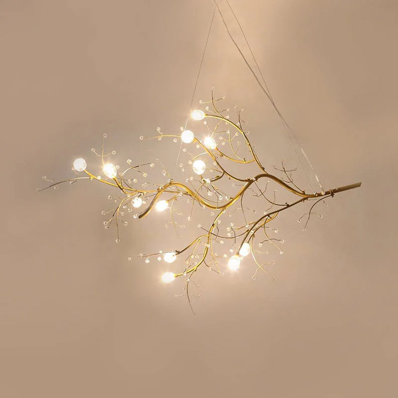 Metallic Kroonluchter met Kristallen Takken – 10 Lichtpunten – Romantische Hanglamp voor Woonkamer, Eetkamer en Slaapkamer | Sansoti