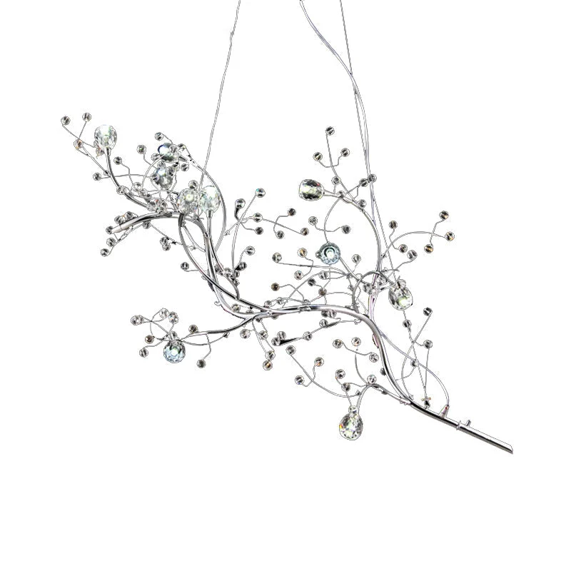 Metallic Kroonluchter met Kristallen Takken – 10 Lichtpunten – Romantische Hanglamp voor Woonkamer, Eetkamer en Slaapkamer | Sansoti
