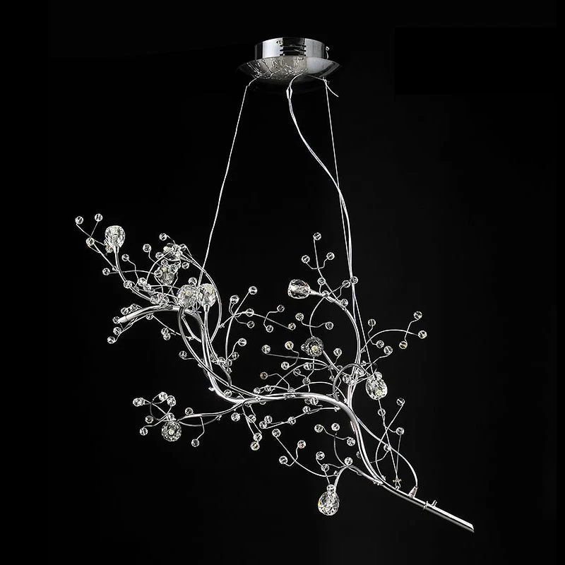 Metallic Kroonluchter met Kristallen Takken – 10 Lichtpunten – Romantische Hanglamp voor Woonkamer, Eetkamer en Slaapkamer | Sansoti