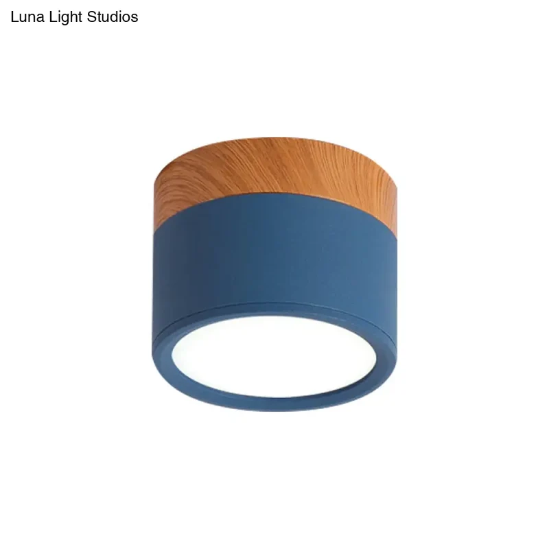 Macaron Plafondlamp Cilindrisch Metaal voor Keuken of Bar – Geel, Blauw, Zwart & Hout | Sansoti