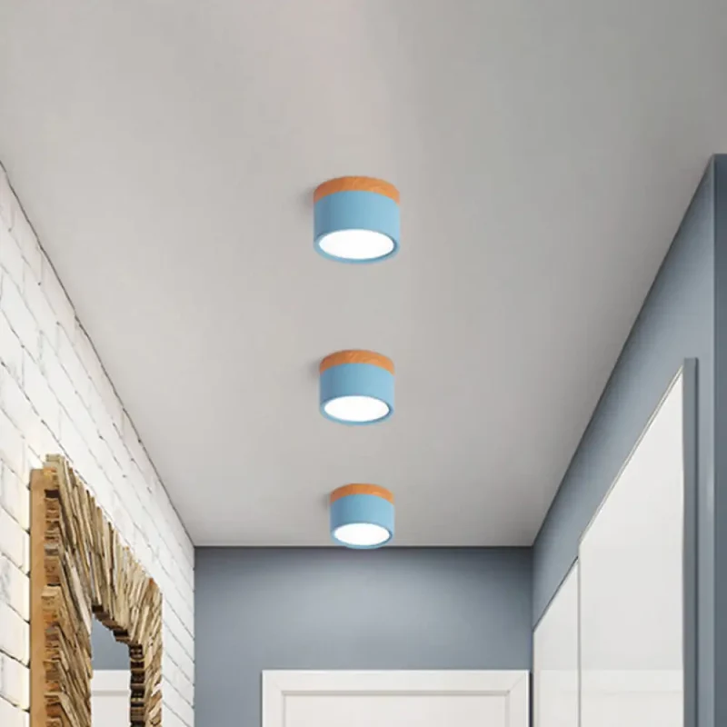 Macaron Plafondlamp Cilindrisch Metaal voor Keuken of Bar – Geel, Blauw, Zwart & Hout | Sansoti