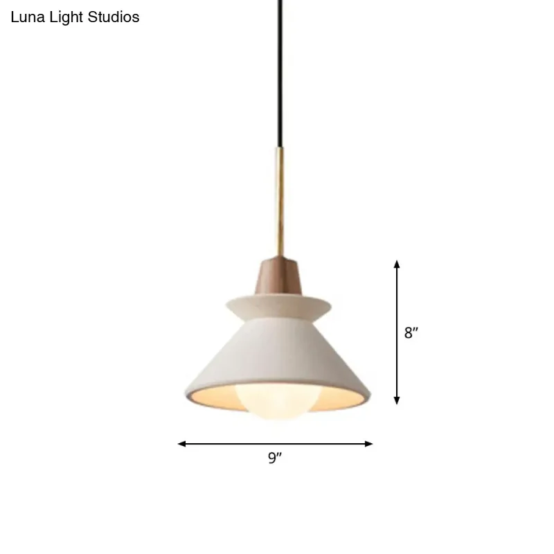 Betonnen Hanglamp met Houten Armatuur – Minimalistisch Design voor Eetkamer | Sansoti